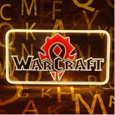 „Warcraft“ UV spausdinimo neoninis ženklas, skirtas „Man Cave“ miegamajam, kambario apšvietimui, neoniniams šviečiantiems ženklams, dekoracijoms ir gimtadienio vakarėliui