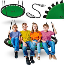 „Neo-Sport“ lauko sūpynės „Nest“ 120 cm – pakabinamos sūpynės su rėmu – maksimali apkrova 150 kg – atsparios vandeniui – apvalios – žalios