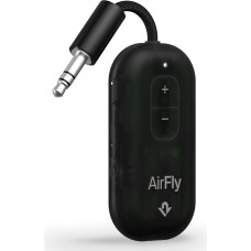 AirFly Pro 2 - Bluetooth Adapter for Airplane, Pair 2 AirPods or Wireless Headphones - 3.5mm AUX Bluetooth Transmitter for Cars, Boats, Treadmills, TVs - Airplane Travel Essentials, Black Ice | Pair 2 AirPods or Wireless Headphones - 3.5 mm AUX Bluetooth 