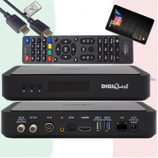 „DigiQuest Q99“ 4K palydovinis imtuvas su „TivùSat Black“ kortele, „HTS eCom HDMI“ | Neįjungta, „Tivu“ sertifikuotas, kombinuotas DVB-S2/T2 imtuvas, Italijos televizija, „Rai“, „Mediaset“, „LA7“, HEVC HDR10, suderinamas su PVR, LAN, USB