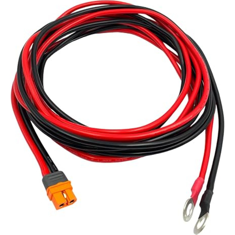 10AWG XT60i Extension Cable, 10 Feet XT60i Female to O-Ring Terminal Battery Cable for Portable Power Station Battery Generator