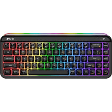 AJAZZ AF68 Wireless Membrane Keyboard, 68% Layout 68-Key Gaming Keyboard, 2.4 GHz/Type-C/BT, RGB Lighting Effects with Integrated Side Light Bar, 4000 mAh Battery, Translucent Keycaps, Black