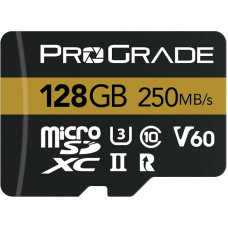 „microSD“ kortelė V60 (128 GB) – išbandyta su įrenginiais, skirtais standartinio dydžio SD kortelėms | Skaitymo greitis iki 250 MB/s, rašymo greitis iki 130 MB/s „ProGrade Digital“