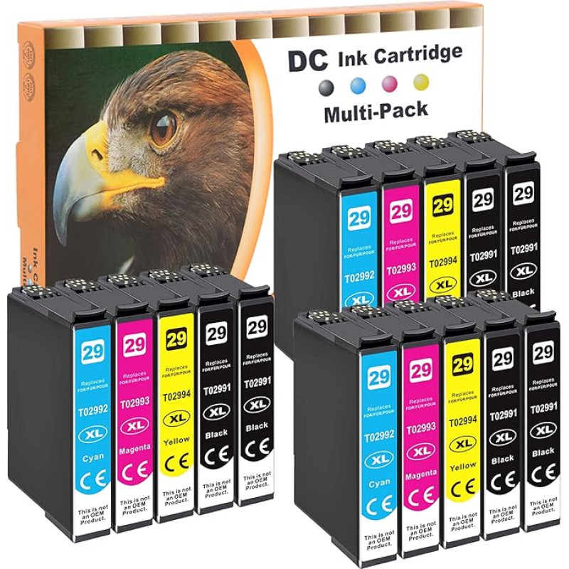 D&C Compatible with Epson 29 29XL for Epson Expression Home XP-430 XP-430 Series XP-235 XP-342 XP-432 XP-435 XP-442 XP-445 XP-452 XP-455 XP-245 XP-247 XP-255 XP-257 XP-452 XP-452 XP-44 55 5 (15 x printer cartridges)