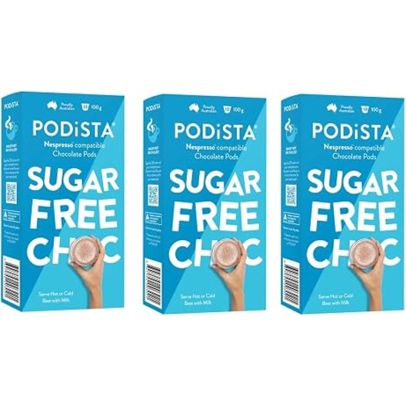 „Podista“ karšto šokolado kapsulės, suderinamos su „Nespresso“ aparatais – be cukraus – 3 dėžutės – 30 kapsulių