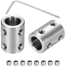 „QUARKZMAN“ standžioji sraigtinė mova, 12 mm – 12 mm velenų movos jungtis, L22 mm x D18 mm, plieninė standžioji jungtis, skirta 3D spausdintuvo savadarbiam kodatoriui, su 24 varžtais ir šešiakampiu raktu, 6 vnt. rinkinys