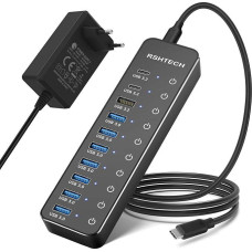 RSHTECH RSH-ST10C 10 prievadų USB 3.0/3.2 aktyvus šakotuvas su 60 W maitinimo šaltiniu (12 V)
