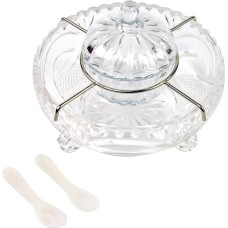 DUEBEL Glass Caviar Bowl, Caviar Server Set Plus 2 Pieces x Mother of Pearl Spoon - Caviar Cooler, Shrimp Serving Cooler for Kitchen, Bar, Restaurant, Catering Events (Pumpkin Shape)