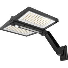„LUMISKY“ saulės energija maitinamas prožektorius su 2 galvutėmis, juodos spalvos, galingas apšvietimas, baltos spalvos „Clipper Black“ 37 cm, su judesio jutikliu ir pasukamuoju mechanizmu