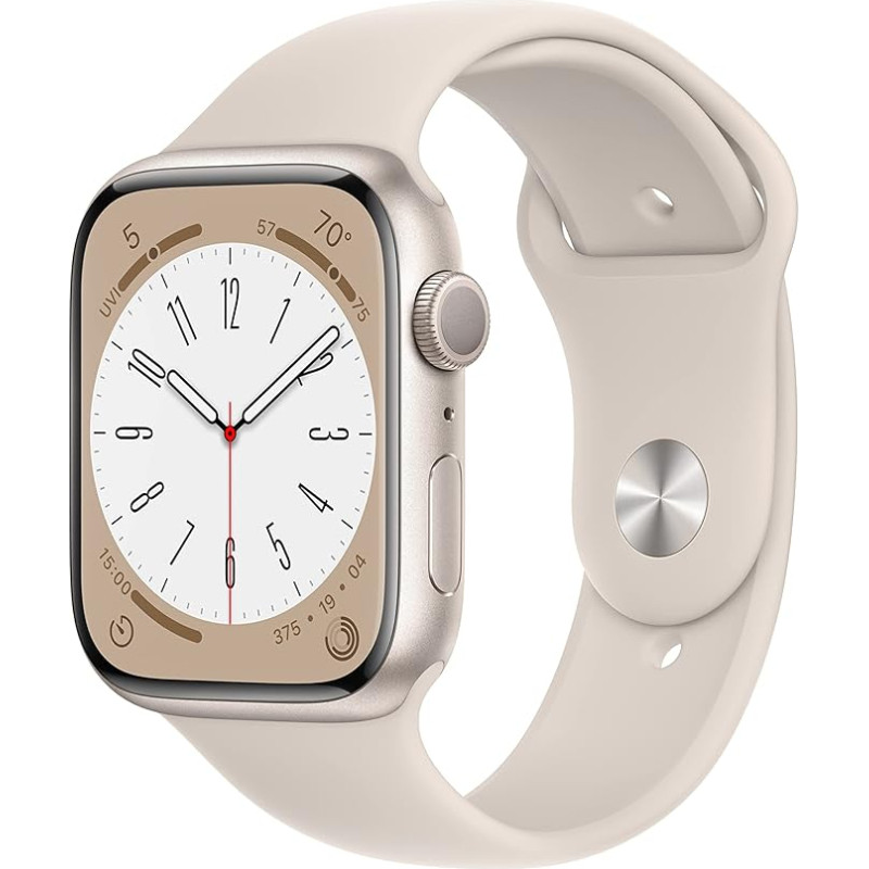 „Apple Watch“ 8 serija (GPS, 45 mm) su aliuminio korpusu „Polar Star“ ir sportiniu dirželiu „Polar Star“ – vieno dydžio (atnaujintas)