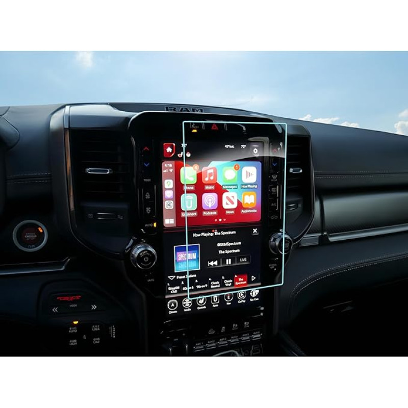 SHAOHAO For Dodge RAM 1500 2500 3500 2019-2023 Car Navigation Screen Protector 12 Inch GPS Transparent Protective Film, Scratch-Resistant 9H Anti-Fingerprint Tempered Glass Screen Protector Tempered