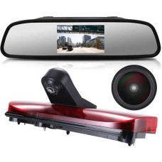 18 mm Lens Top Quality Reversing Camera + 4.3 Inch Car Rear View Mirror Brake Light Car Roof Reversing Camera for Ford Transit Connect 2014-2017 Van Brake Light 3rd