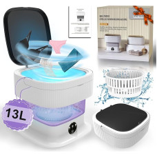 12L Mini Washing Machine, 2 kg 60 W 2-in-1 Camping Washing Machine, Foldable Deep Cleaning of Underwear, Shorts, Baby Clothes, Headgear, Portable Washing Machine with Spin for Home, Hotel