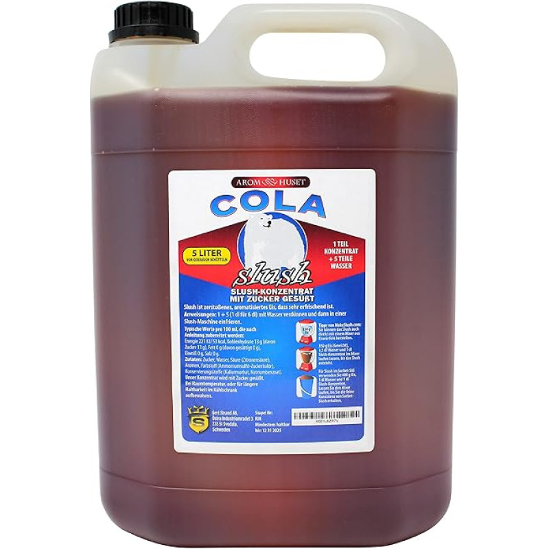 Cola Slush Concentrate 5 L | Mixing Ratio 1:5 | Slush Ice | Crush Ice | Water Ice | Granita | No Artificial Dyes | for Slushie Maker