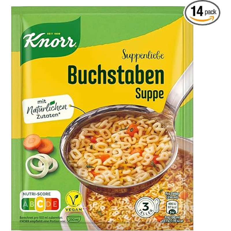 Knorr Suppenliebe Letters Soup Delicious Noodle Soup with Natural Ingredients 14 x 3 Plates