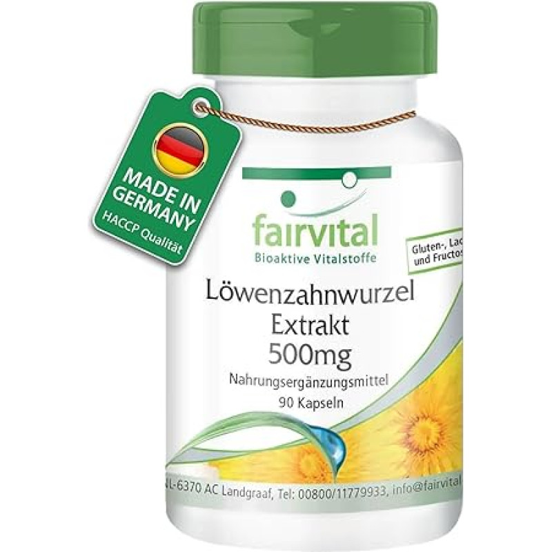 Dandelion Root Extract 500mg – 90 Capsules – 10: 1 Extract: = 5G Dandelion Root per capsule – Vegan – Strengthens the Spirit and Promotes a healthy digestive system