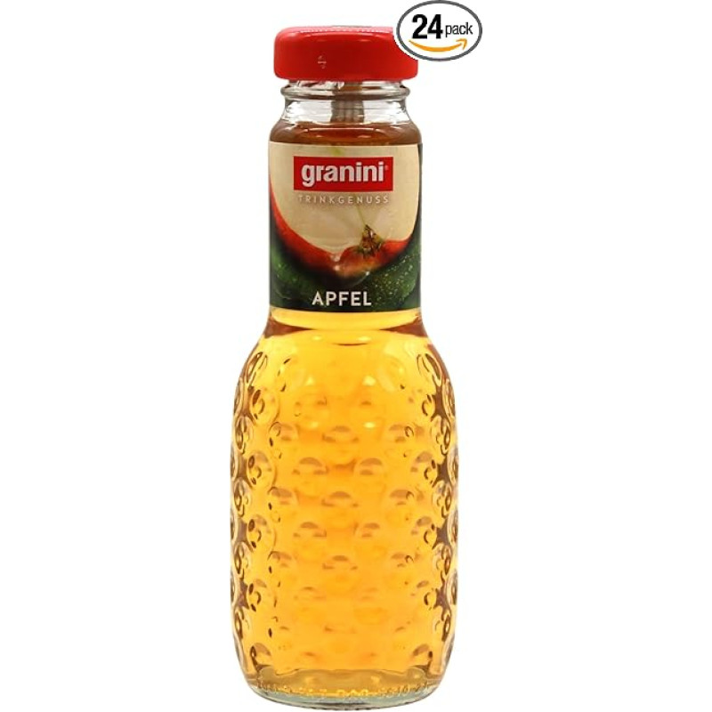 24 Bottles of 200 ml Granini Apple Juice Clear Reusable Deposit Bottles Apple Drinking Enjoyment