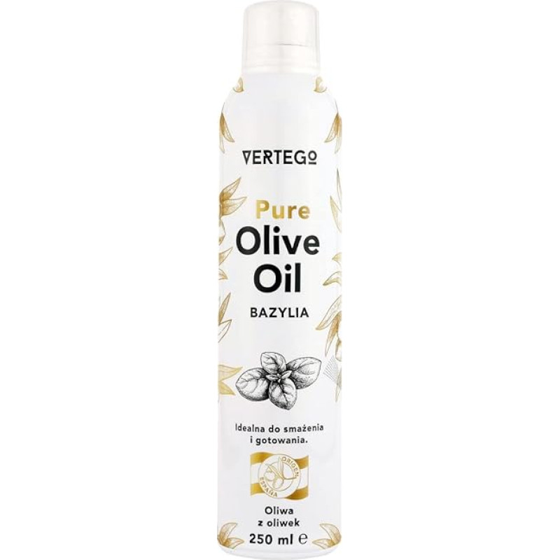 VERTEGO Virgin Olive Oil Spray - nelimpančio alyvuogių aliejaus kepimo purškiklis - kepimo aliejaus purškiklis - kepimo aliejaus atskiriamasis purškiklis - kepimo aliejaus purškiklis - kepimo aliejaus atskiriamasis purškiklis griliui - 1 x 250 ml