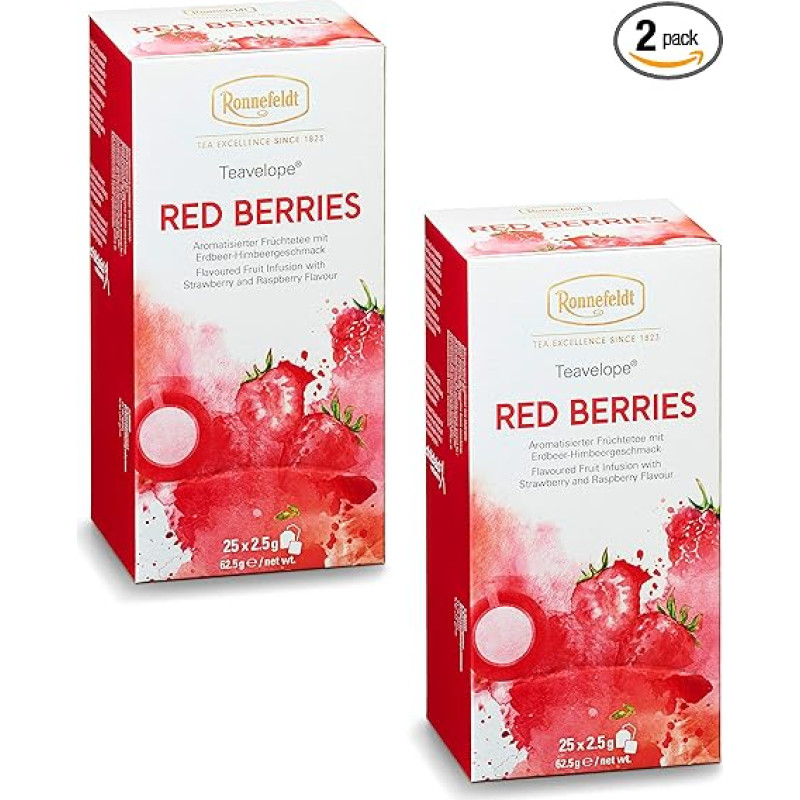 Ronnefeldt -Teavelope Raudonųjų uogų skonio vaisinė arbata 2 x 25 x 2,5 g arbatos maišelių