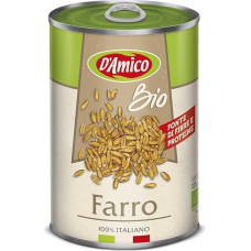 D'Amico Farro Ekologiški spelta kviečiai Natūraliai virti itališkos kilmės tik 3 ingredientai Vanduo, spelta kviečiai ir druska Skaidulų ir baltymų šaltinis, 400 g, pakuotė po 6 vnt.