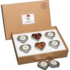 TEALAVIE - Set of 6 Winter Tea | Winter Mix No. 2 | 60 g Fruit Tea and Rooibo Tea Loose in Elegant Heart Tea Tins | Xmas Christmas Tea - Loose Tea for Tea Lovers | Ideal for Thank You Gifts
