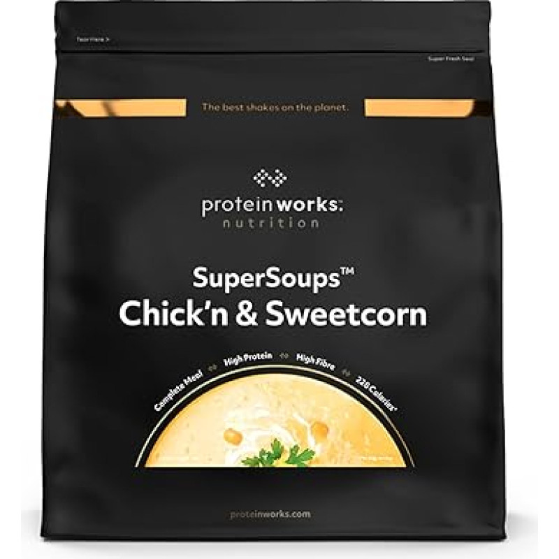 Protein Works SuperSoups, Chick'n & Sweetcorn, Instant Soup, Less Than 230 Calories, Delicious Meal Ready Within Non 5 Minutes, High Protein Content, 600 g