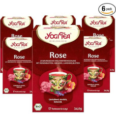 YOGI TEA Rose, ajurvedinė ekologiška prieskoninė arbata, rožės, hibisko ir levandų žiedų mišinys, 6 x 17 maišelių (iš viso 102 arbatos maišeliai)
