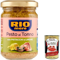 6 x Rio Mare Pesto al Tonno con Pistacchi e Limone, tuno pesto padažas su pistacijomis ir citrina 130 g + Italian Gourmet Polpa 400 g