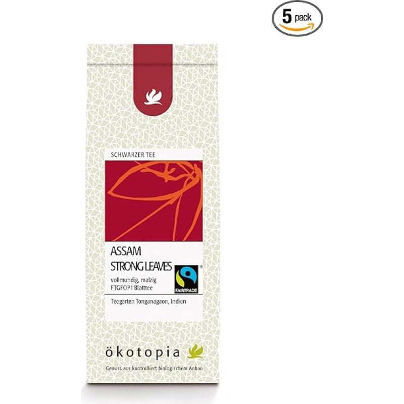 Ökotopia Assam Strong Leaves Juodoji arbata, 5 x 75 g pakuotė