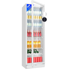 Bomann® Fridge with Glass Door, Lockable Drinks Refrigerator, 6 Height-Adjustable Shelves, 30 kg per Shelf, 347 Litres, Large Fridge Bottle Fridge with LED Light, KSG 7351 White