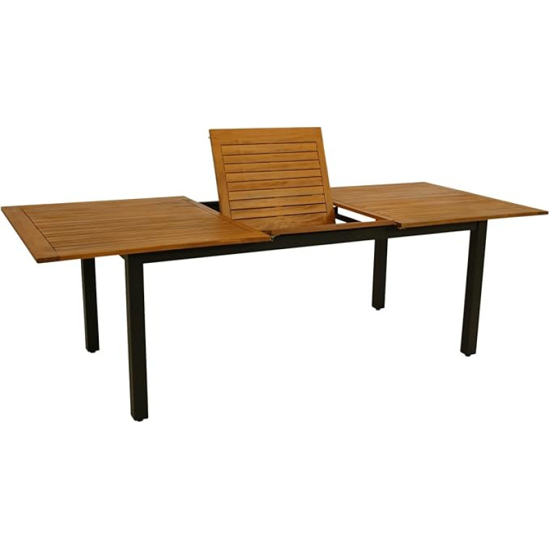 DEGAMO Saronno Extendable Garden Table, 180/240 x 100 cm, Anthracite Aluminium + Oiled Acacia Wood, FSC® Certified