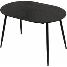 TRISENS Rodrigo Extendable Dining Table, 120-150-180 x 80 cm, 4-10 People, Oval Kitchen Table with Metal Frame for Kitchen, Dining Room, Wood Look, Colour: Black