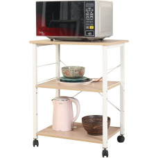 SDHYL Microwave Oven Shelf Storage Rack Kitchen Baker's Rack Storage Trolley for Kitchen, Millennium Oak, S7-WK-W4-MO-US