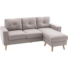 HOMCOM Corner Sofa Fabric Sofa in L-Shape, Couch Set in Linen Look, Corner Set with Chaise Longue for 3 People, Corner Couch for Living Room, Light Grey, 193 x 136 x 85 cm