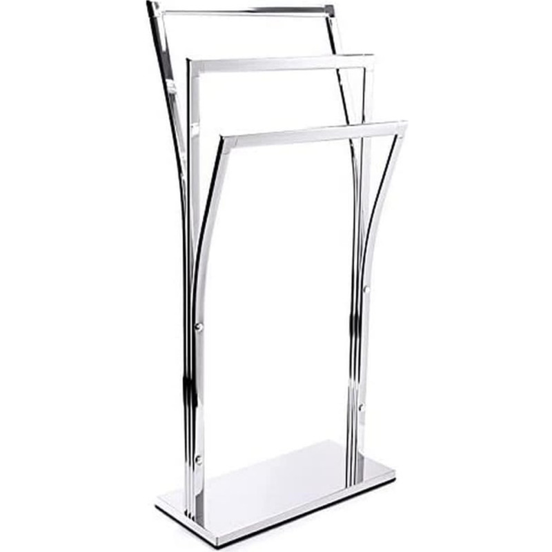 MSV Handtuchständer Handtuchhalter (LxBxH): apie 42 x 19 x 2,5 cm aus verchromten Metall in Edelstahl Optik mit 3 Handtuchstangen