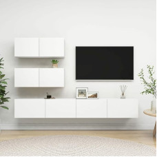 Homgoday TV-Möbel-Set, 4 Stück, weiß, aus Spanplatte, TV-Schrank, TV-Schrank, Couchtisch, Wohnzimmer, TV-Ständer für TV, Wohnzimmer