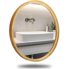 JIYUERLTD Wall Mirror, Round Mirror, Decorative Wooden Frame Morden Mirror for Bathrooms, Entrances, Living Room and Powder Room, Bedroom (Large 60 cm Thin Frame)