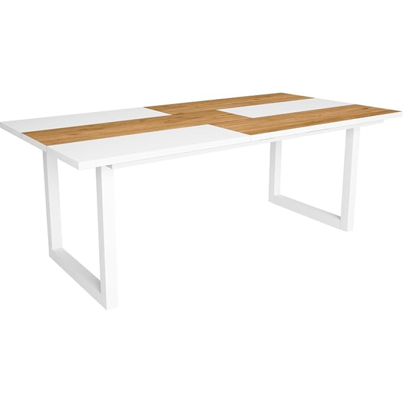 Skraut Home - Dining tables | 10 people | 200 | robust and stable thanks to its structure and solid legs | ideal for family gatherings | oak and white | industrial style