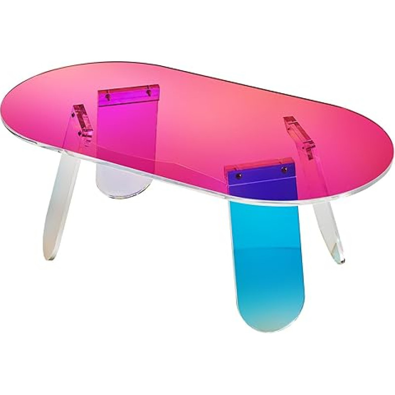 VEVOR Acrylic Side Table 95 x 50 cm, Colourful Acrylic Side Table, Bar Table, Easy to Clean, Acrylic Coffee Table for Coffee, Drinks, Food, Snacks, Coffee Table for Living Room, Bedroom, etc.