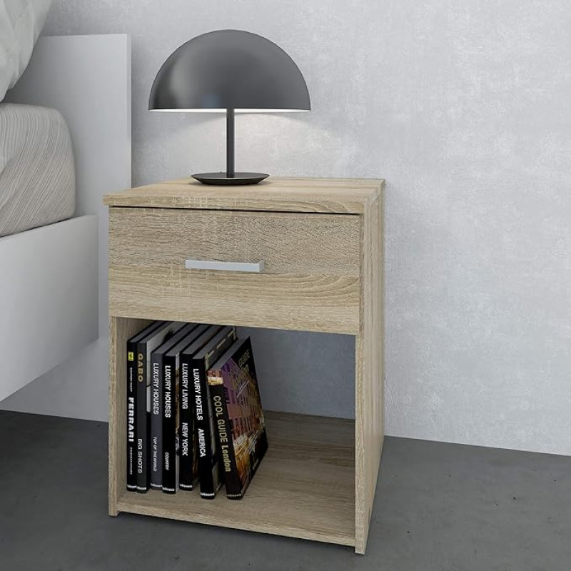 Nachttisch, Eichenfarbe, Maße 37,6 x 47,5 x 35,95 cm