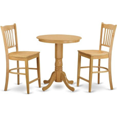 East West Furniture 3 Piece Dining Set - High Table and 2 Dining Chairs