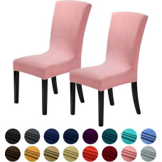 Howhic Velvet kėdžių dangteliai valgomojo kambariui, 2 komplektai, elastingi valgomojo kėdžių dangteliai, plaunami virtuvės kėdžių dangteliai, elegantiška dekoracija namams ir banketams (dulkėta rožinė, 2 pakuotės)