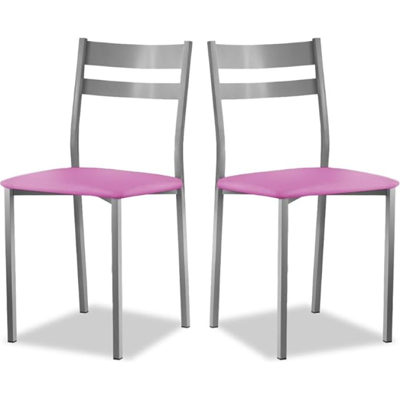 ASTIMESA SCRFRS Two Kitchen Chairs, Metal Faux Leather Aluminium, Pink, Altura de asiento 45 cms