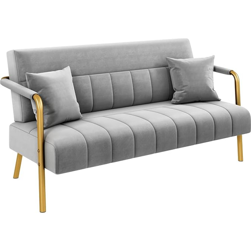 Yaheetech Loveseat Minkšta sofa su porankiais ir kojomis Šiuolaikinė dviejų vietų sofa su 2 juosmens pagalvėlėmis svetainei / miegamajam