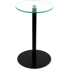 freeroom24 Dizainerio staliukas stiklas juodas matinis 30 x 30 x 60 cm - svetainės staliukas - tvirtas staliukas - praktiškas apvalus staliukas - mažas staliukas - stiklinis staliukas - sofos staliukas - pagamintas