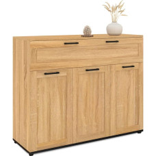 IDMarket - Vito Sideboard 100 cm 3 Doors and 1 Drawer Beech Effect with Black Handles