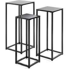 HAKU Möbel Gėlių kolonėlių rinkinys iš 3 juodos spalvos metalo Matmenys: Š. 22/30/30 cm x H 61/66/71 cm x D 22/26/30 cm, stilius: S: Šiuolaikinis