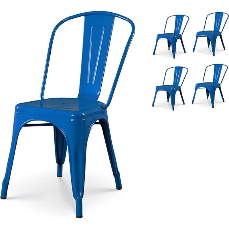 Kosmi - Blue Industrial Style Metal Chair - Gloss Finish