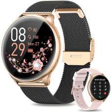 RUXINGX Women’s Smartwatch with Phone Function, 33.5-m HD Full Touch Screen, IP68 Fitness Tracker with SpO2 Heart Rate Monitor, Menstrual Cycle, Sleep Monitor, Pedometer, Calories, iOS, Android,