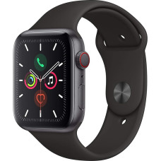 Apple Watch Series 5 (GPS + Zellular, 44MM) Aluminiumgehäuse Space Grau mit Schwarz Sportarmband (Generalüberholt)